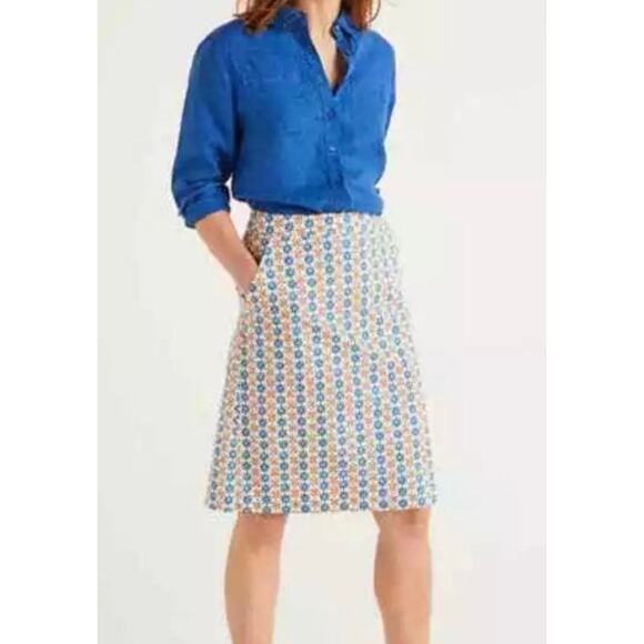 Boden Francesca A-Line Skirt Plumeria Print Lined Mini Skirt Cotton Sz 6 Pockets - Picture 2 of 14
